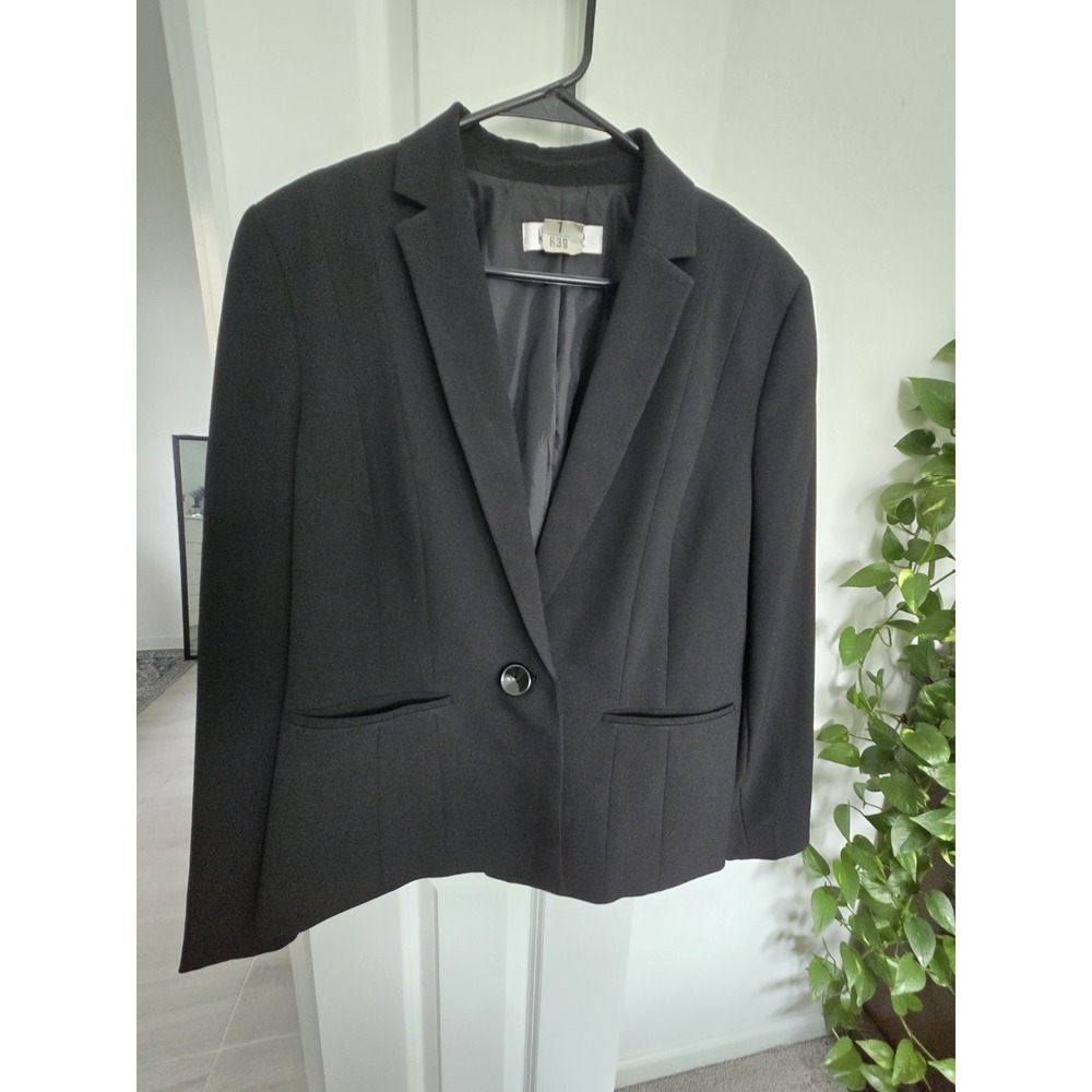 KASPER Women's  Black Blazer Jacket  14 P 2-pockets Up Front. - Picture 3 of 6